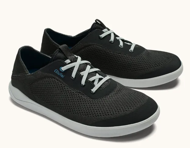 Olukai Black and Blue Coral Moku Pae Men's No Tie Boat Shoes 10472-40QS