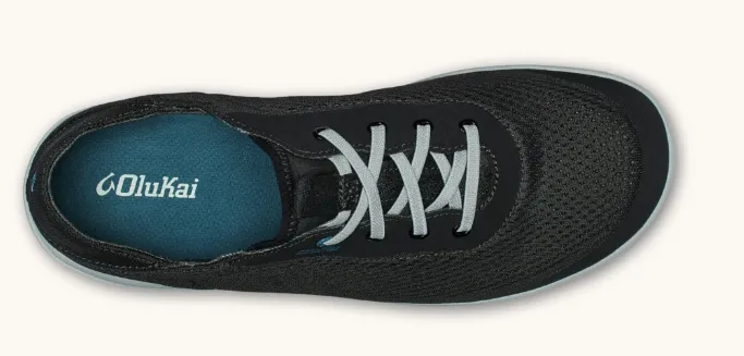 Olukai Black and Blue Coral Moku Pae Men's No Tie Boat Shoes 10472-40QS