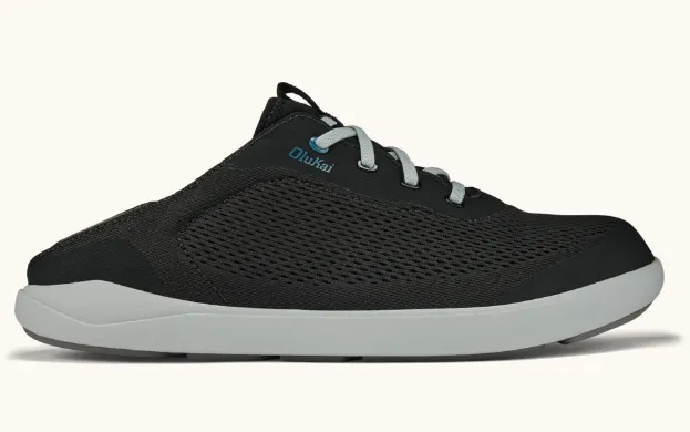 Olukai Black and Blue Coral Moku Pae Men's No Tie Boat Shoes 10472-40QS