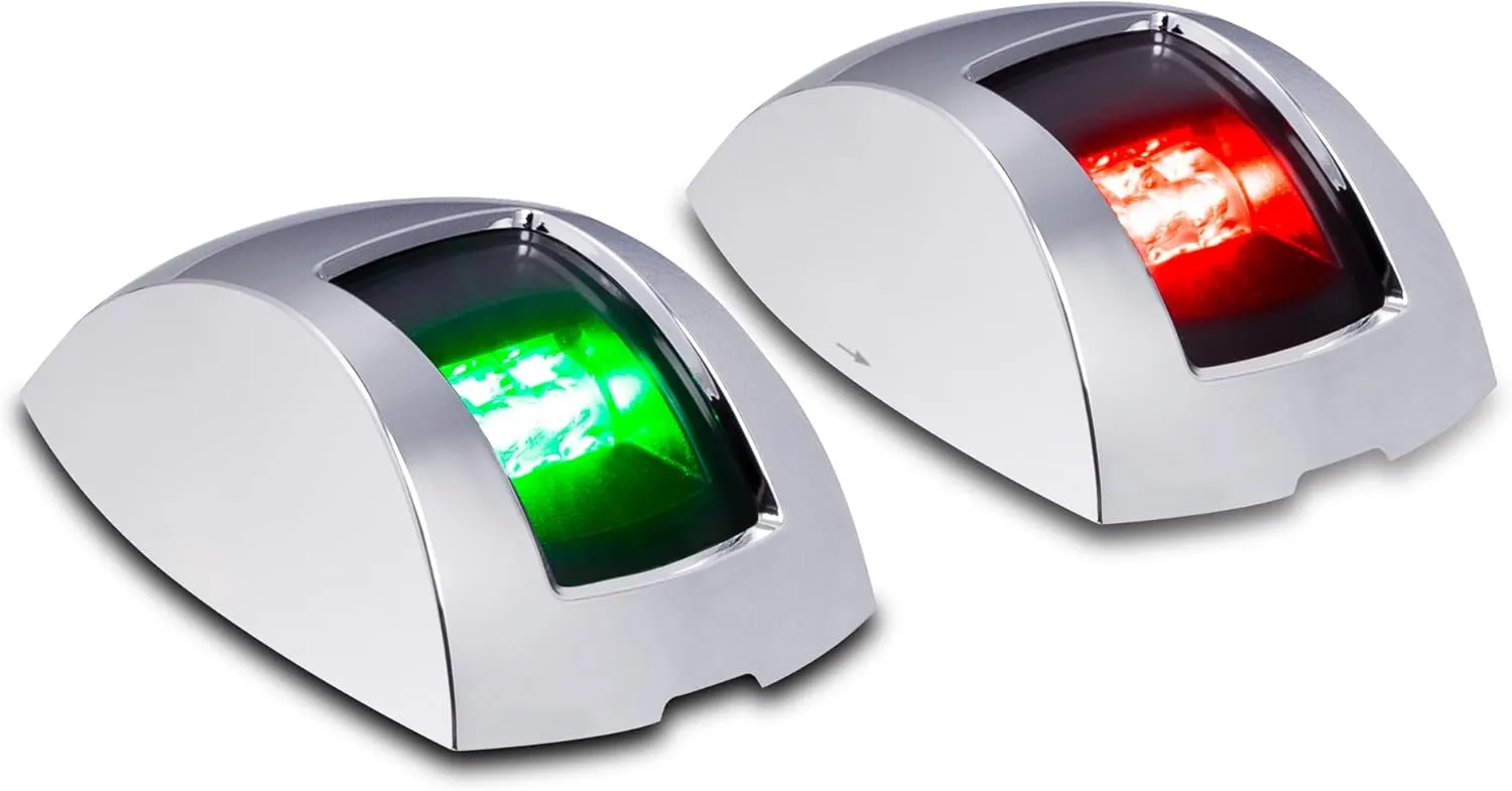 ONLINE LED STORE TRUE MODS Red Green Marine Navigation Light for Boats [USCG ABYC A-16 1NM] [IP67 Waterproof] [Chrome & ABS] 1 Nautical Mile Visibility Navigation Light for Fishing Boat Pontoon Yacht