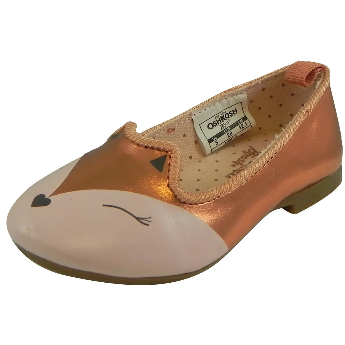 OshKosh Girl's Tabby Slip On Fox Animal Ballet Flat Shoes Bronze