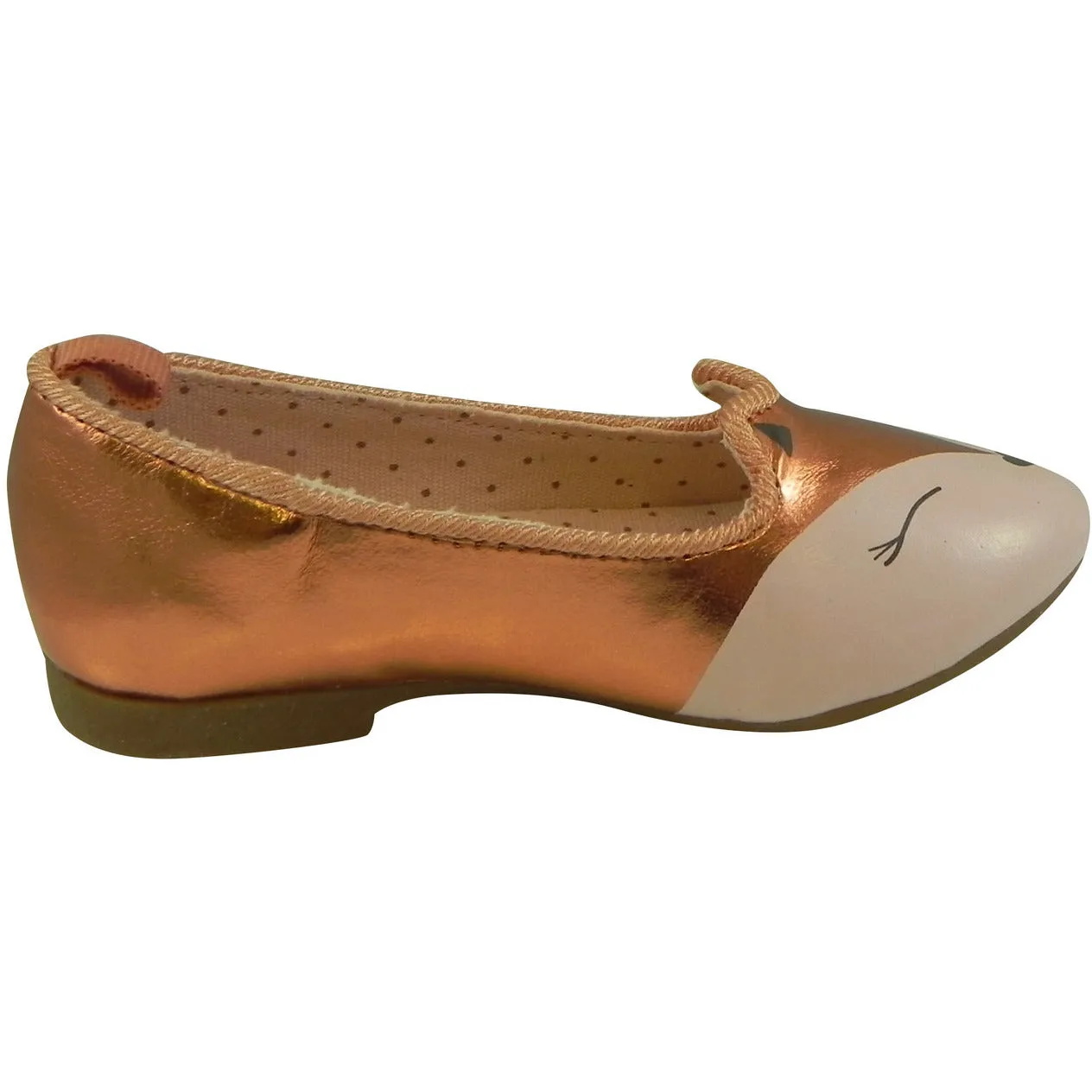 OshKosh Girl's Tabby Slip On Fox Animal Ballet Flat Shoes Bronze