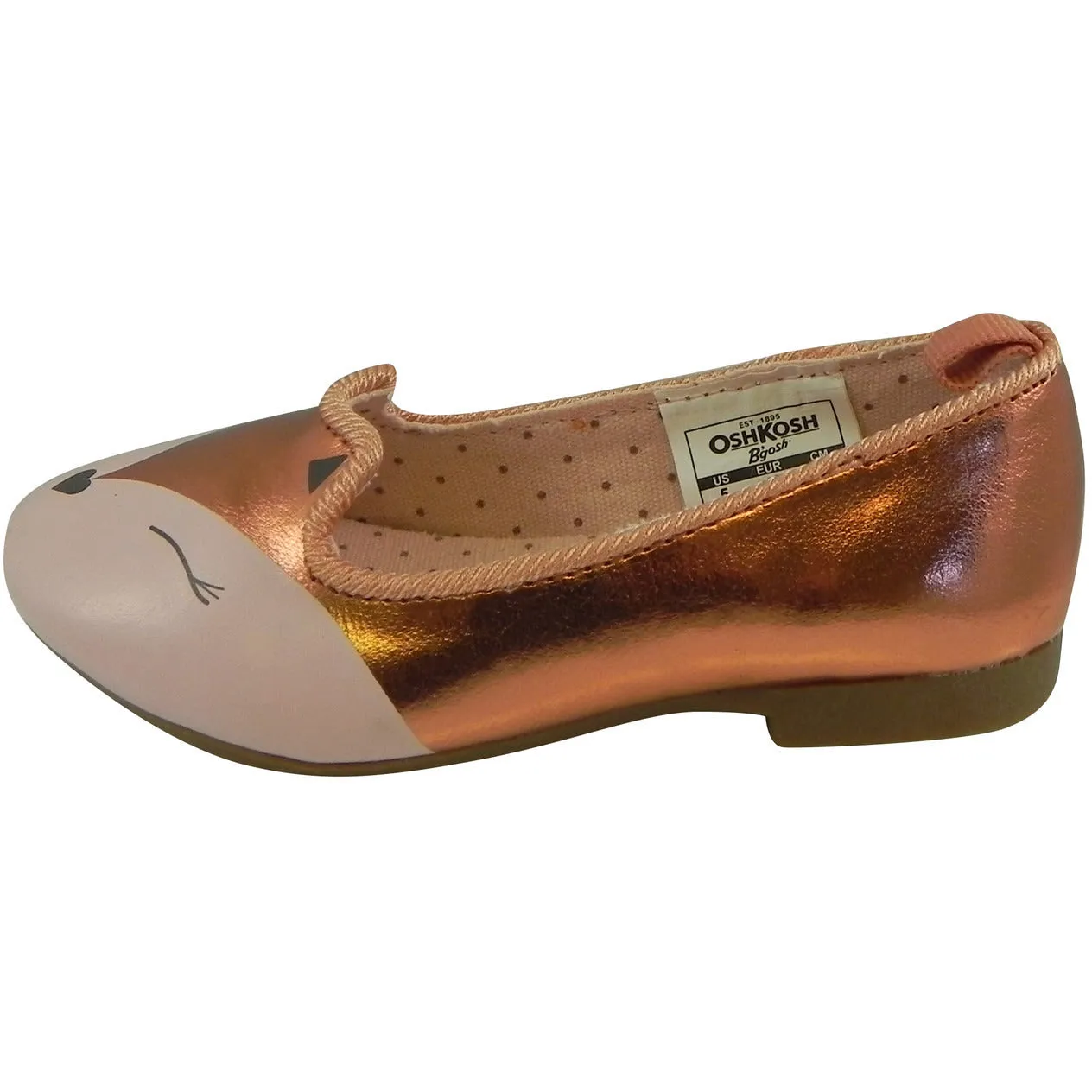 OshKosh Girl's Tabby Slip On Fox Animal Ballet Flat Shoes Bronze