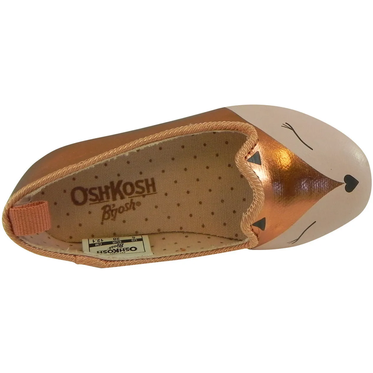 OshKosh Girl's Tabby Slip On Fox Animal Ballet Flat Shoes Bronze