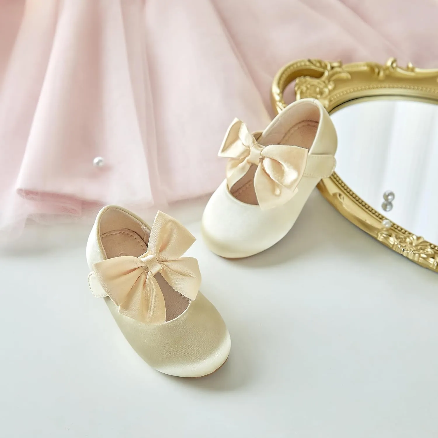Otter MOMO Toddler Little Girls Princess Shoes Mary Jane Ballerina Flats Flower Girl Dress Shoes