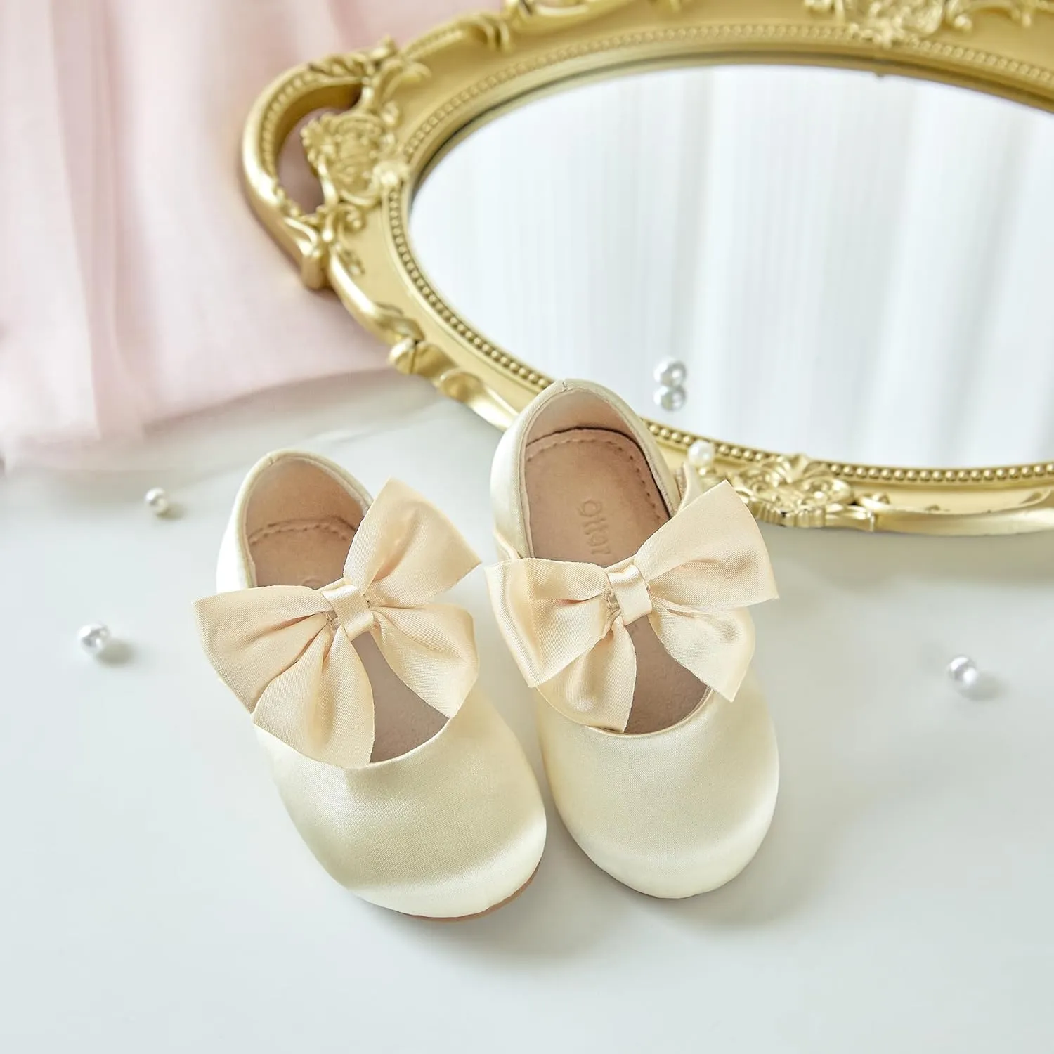 Otter MOMO Toddler Little Girls Princess Shoes Mary Jane Ballerina Flats Flower Girl Dress Shoes