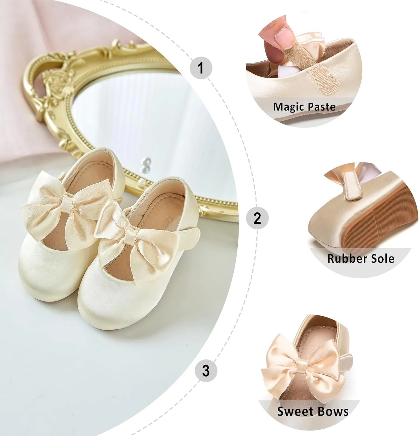 Otter MOMO Toddler Little Girls Princess Shoes Mary Jane Ballerina Flats Flower Girl Dress Shoes