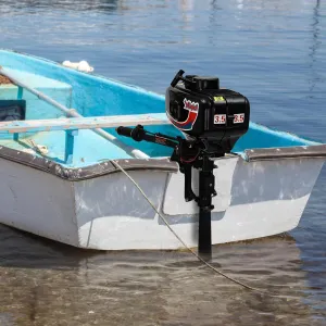Outboard Motor 2 Stroke Gas Powered Boat Engine 52CC Outboard Fishing Boat Motor Engine with Water Cooling System for 6.56-13.12ft Fishing Boats, Dinghies,Inflatable Boats