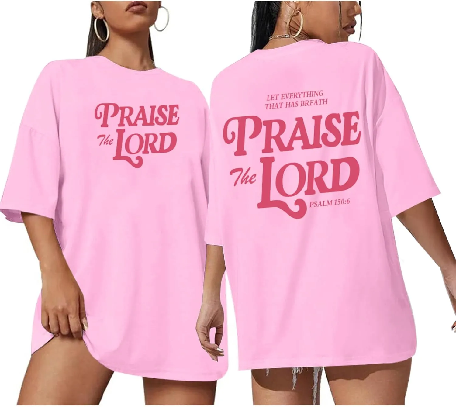 Oversized Christian Shirts for Women Praise The Lord T-Shirt Religious Bible Verse Tshirt God Jesus Shirt Graphic Tee