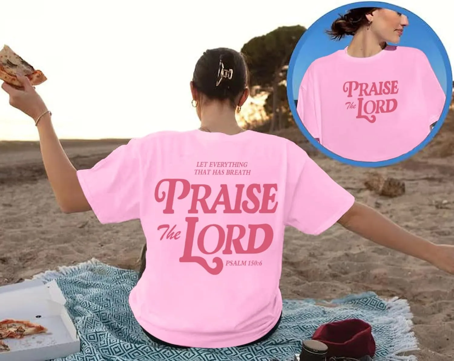 Oversized Christian Shirts for Women Praise The Lord T-Shirt Religious Bible Verse Tshirt God Jesus Shirt Graphic Tee