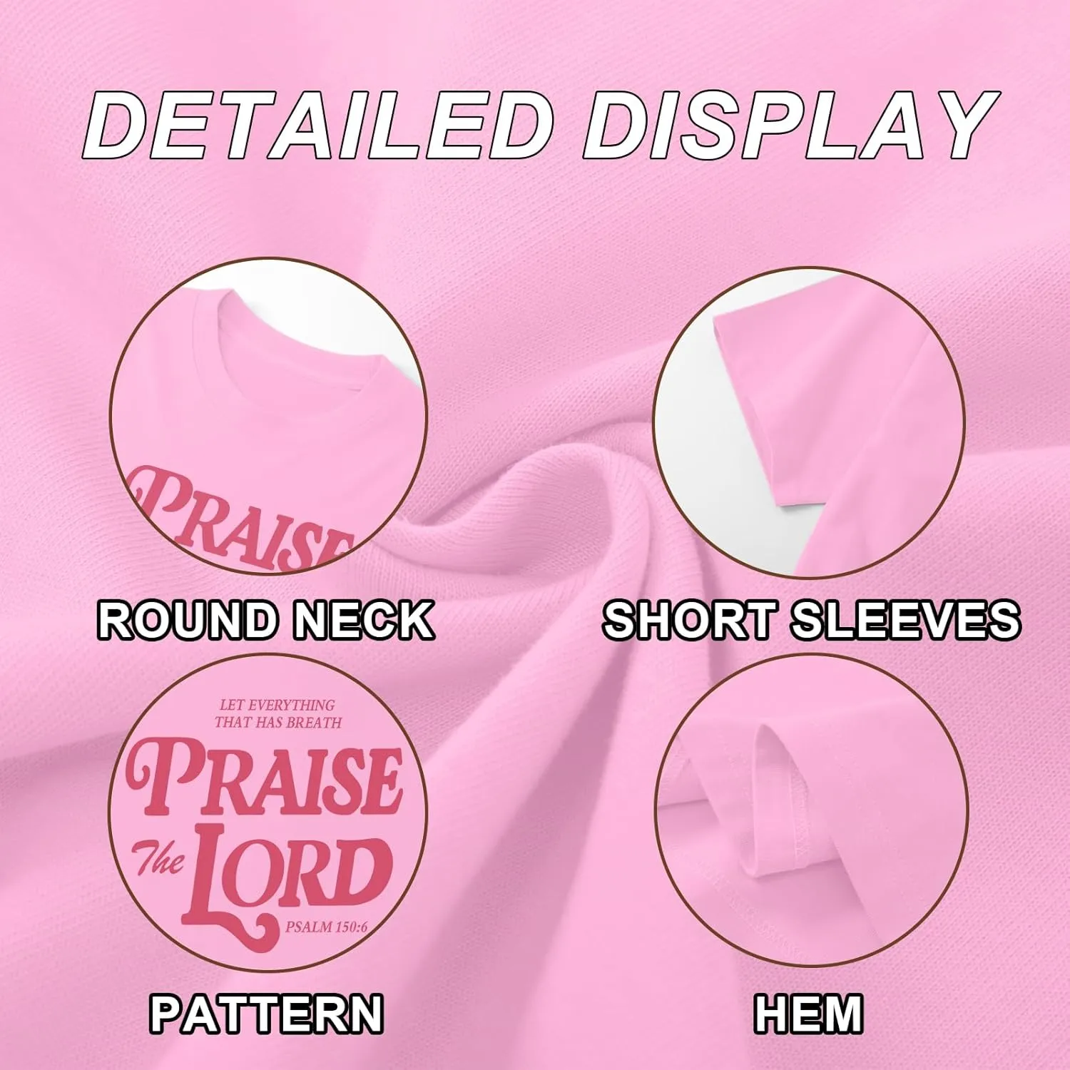 Oversized Christian Shirts for Women Praise The Lord T-Shirt Religious Bible Verse Tshirt God Jesus Shirt Graphic Tee