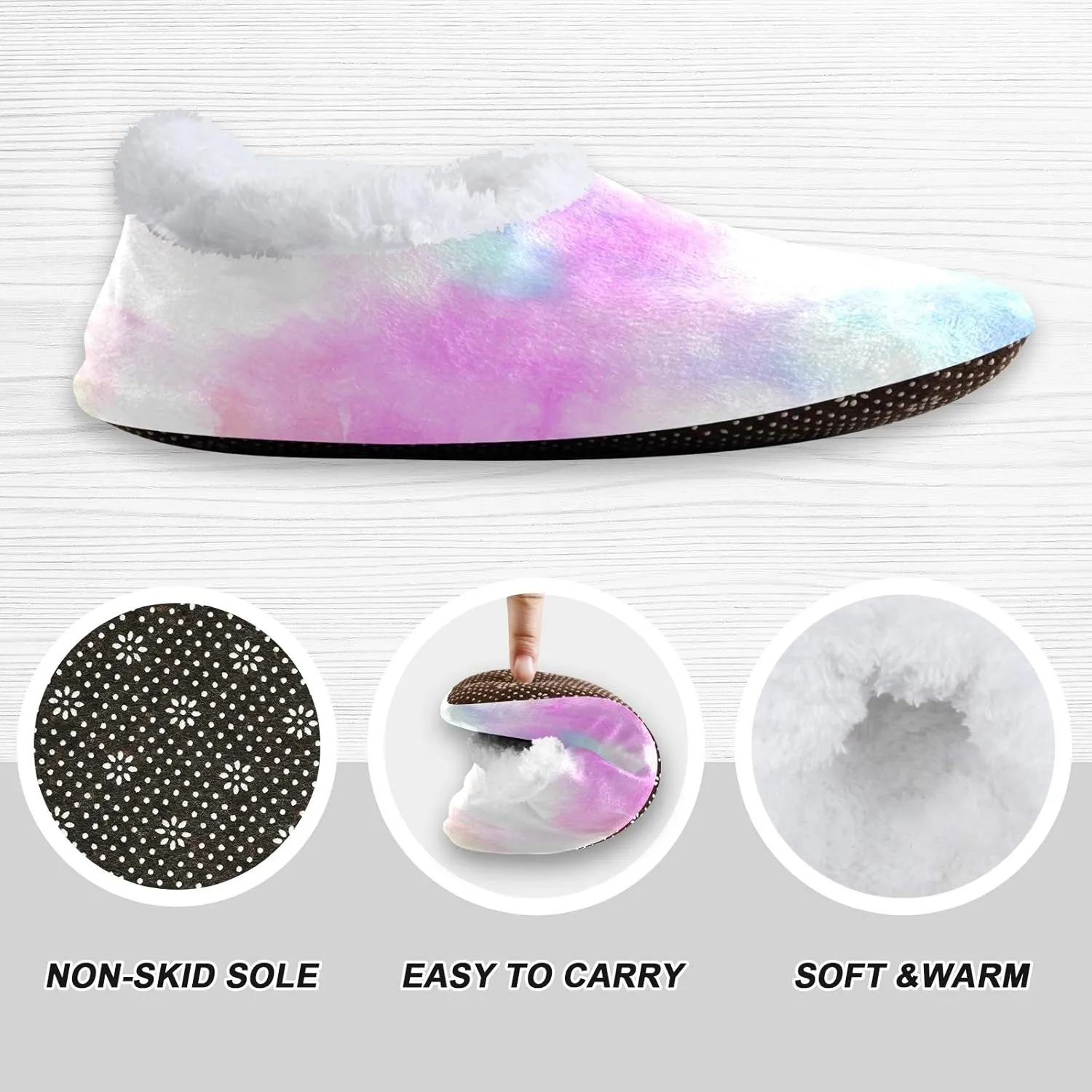 Oyihfvs Unisex Fuzzy House Slippers Memory Foam Warm Slip Shoes Fur Lining M-XXL