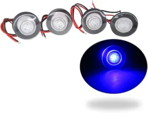 Pactrade Marine 4 Pieces Boat LED Livewell Round Button Blue Courtesy Light OEM Waterproof