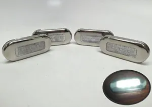 Pactrade Marine 4 Pieces Boat LED RV Trailer White Oblong Courtesy Light 3x1.25 SS Rim