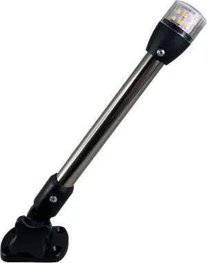 Pactrade Marine Boat Navigation Lights LED - 10.5 Inch White All-Round/Stern Light Pole (Folding Base, Surface Mount) - Boat Accessories for Pontoon, Yacht, Kayak