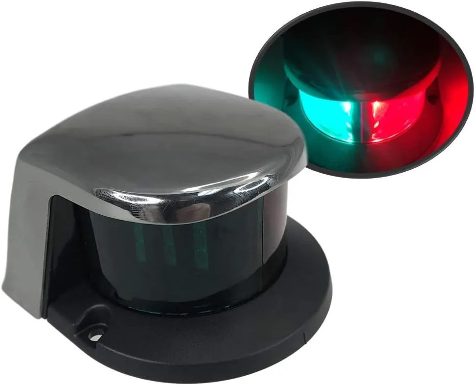 Pactrade Marine LED Navigation Red Green SS304 Housing Bi-Color Bow Light 2NM