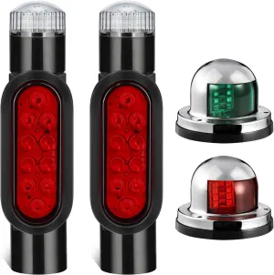 Partsam 2Pcs Boat Navigation Light   2Pcs Boat Trailer Guide Post Lights