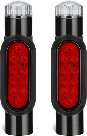 Partsam 2pcs Boat Trailer Guide on Post Pipe Light Set, [DOT Approved] [Patented] IP67 Waterproof Black Boat Trailer Pole Lights, Turn Signal Brake Tail Lights 12V