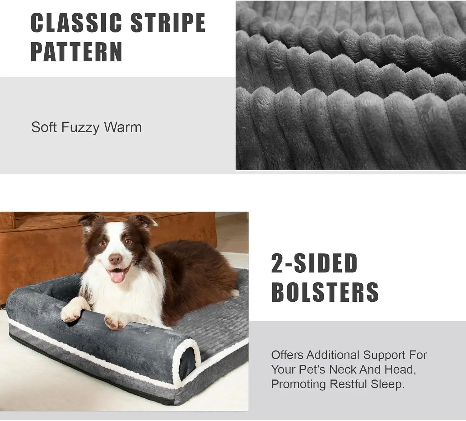 Patas Lague Orthopedic Dog Bed for Medium Dogs 36''X24'', Waterproof Comfortable L Shaped Medium Non-Slip Soft Warm Pet Sofa Sleep Bed mat with Removable Washable Cover, Grey