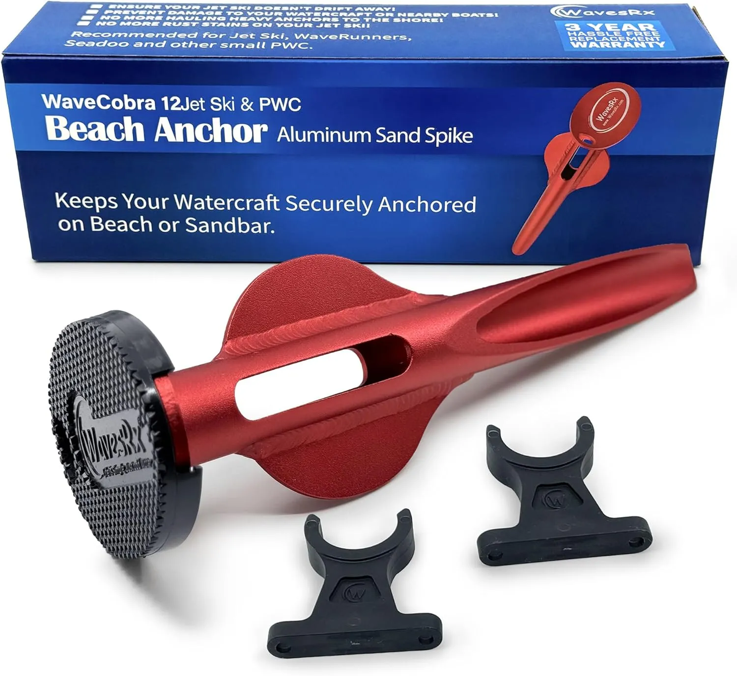 Patented Aluminum Spike Beach Anchor | Ultra-Light Sand Anchor for Boat, Pontoon, PWC, Jet Ski or Kayak | Secure and Effective Watercraft Anchoring Near Shore, Sand-bar or in Shallow Water