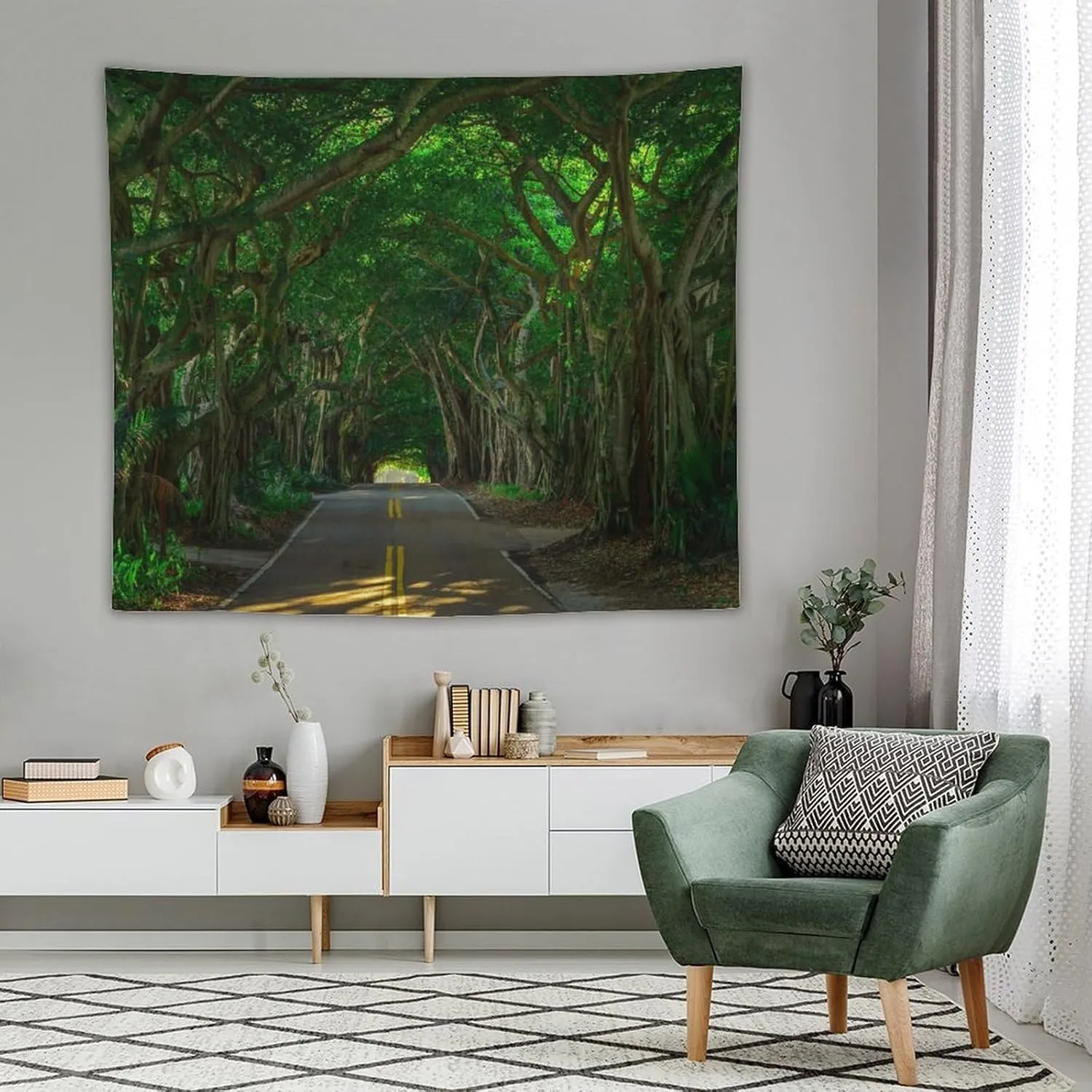 Pathway to Forest Tapestry Nature Landscape Wall Hanging Decor for Living Room,Yoga Studio And Meditation Lounge 50"x60"