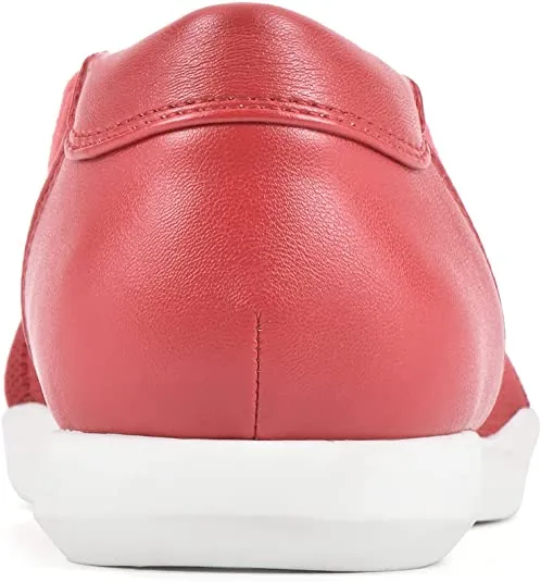 Pavlina Encrypted Flats by Casual Cloud-based Knit Ballet Comfort Mountain Red/Knit/Fab Cliffs White