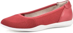 Pavlina Encrypted Flats by Casual Cloud-based Knit Ballet Comfort Mountain Red/Knit/Fab Cliffs White