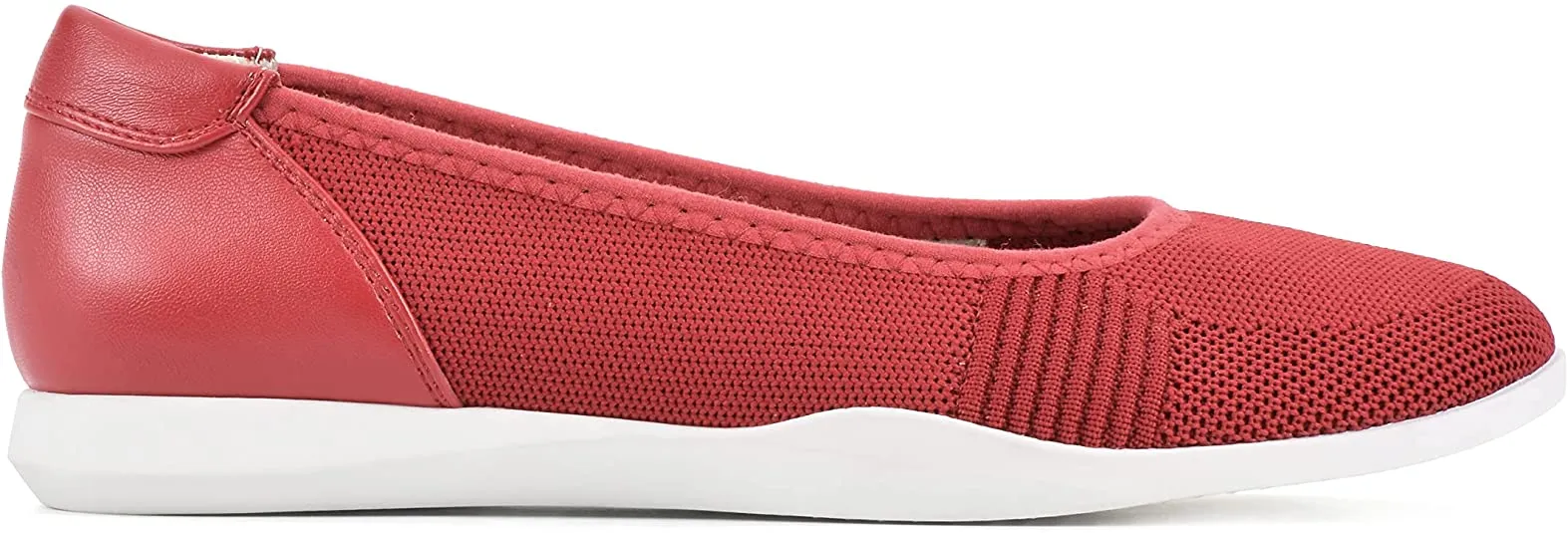 Pavlina Encrypted Flats by Casual Cloud-based Knit Ballet Comfort Mountain Red/Knit/Fab Cliffs White