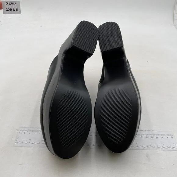 Pazzion Black Comfy Thick Platform Round Toe Clogs Slip On Block High Heel Mule