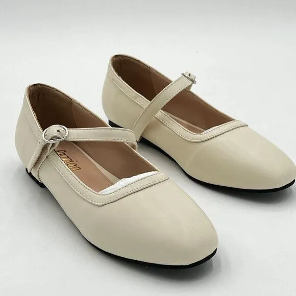 Pazzion Women Girls Sweet Rounded Toe Buckle Low Chunky Heels Slip On Pumps