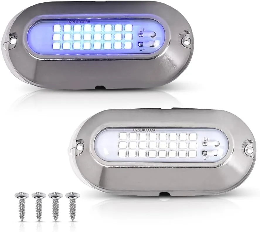 PIT66 LED Pontoon Boat Docking Light Bright White Housing Marine Boat Light 12V Blue Lighting 2 Pcs