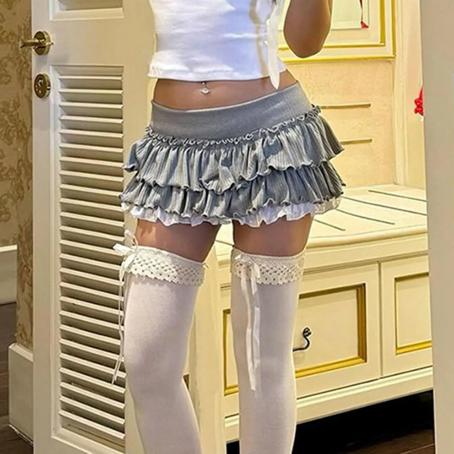 Plus Size Dress Elegant Double Layered High Waisted Sweet Ballet Style with Playful Design for Stunning Occasions