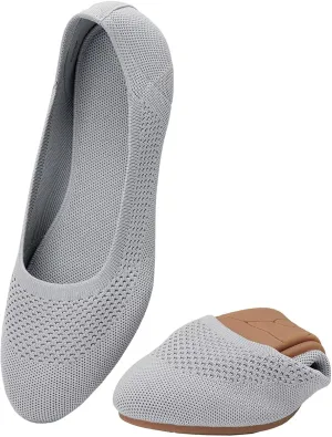 poemlady Women’s Ballet Flat Shoes Dress Shoes Knit Round Toe Slip On Ballerina Walking Flats Shoes for Woman Low Wedge Casual