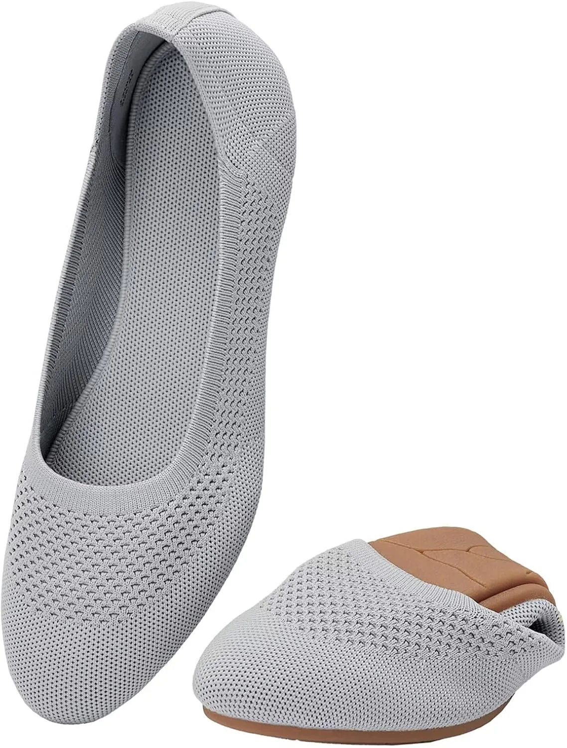 poemlady Women’s Ballet Flat Shoes Dress Shoes Knit Round Toe Slip On Ballerina Walking Flats Shoes for Woman Low Wedge Casual