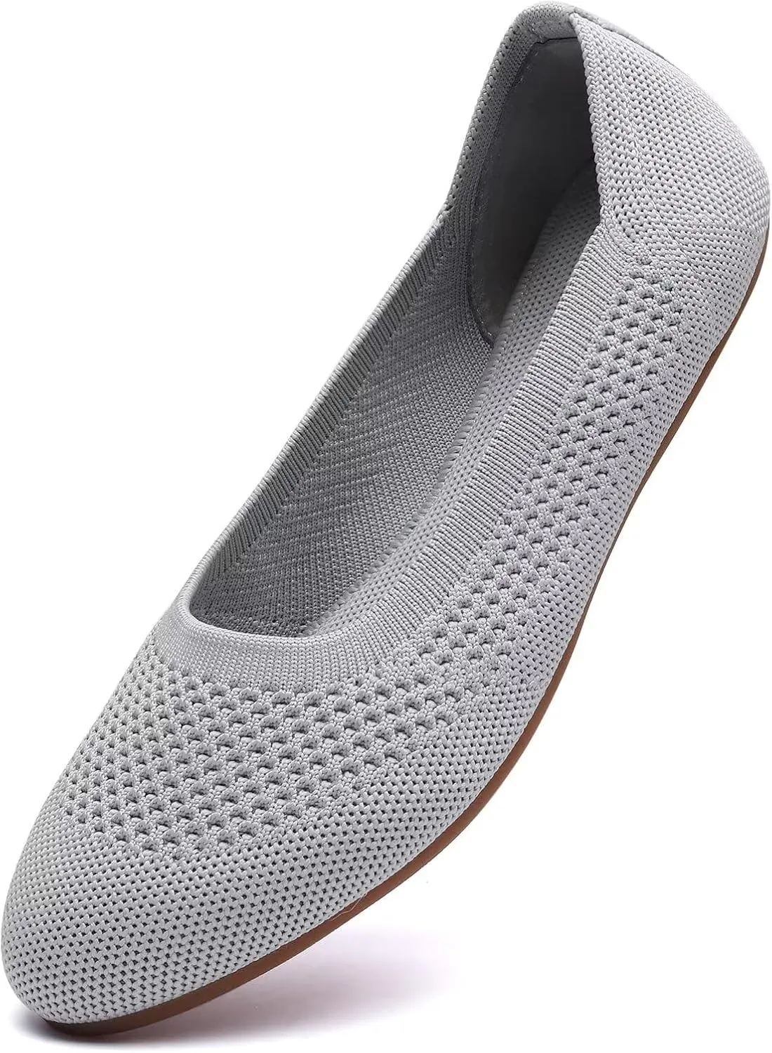 poemlady Women’s Ballet Flat Shoes Dress Shoes Knit Round Toe Slip On Ballerina Walking Flats Shoes for Woman Low Wedge Casual