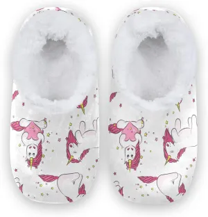 Poeticcity Unisex Fuzzy House Slippers, Warm Fur Lining Shoes, Non-Slip Memory Foam Slippers M-XXL