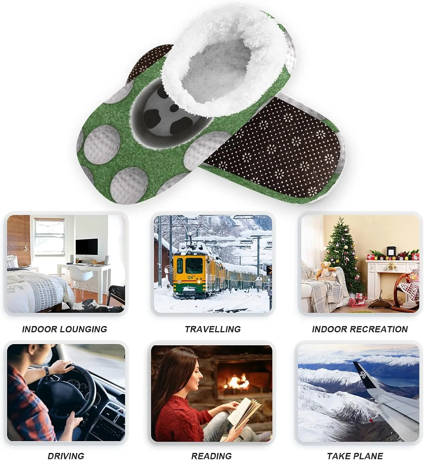 Poeticcity Unisex Fuzzy House Slippers, Warm Fur Lining Shoes, Non-Slip Memory Foam Slippers M-XXL