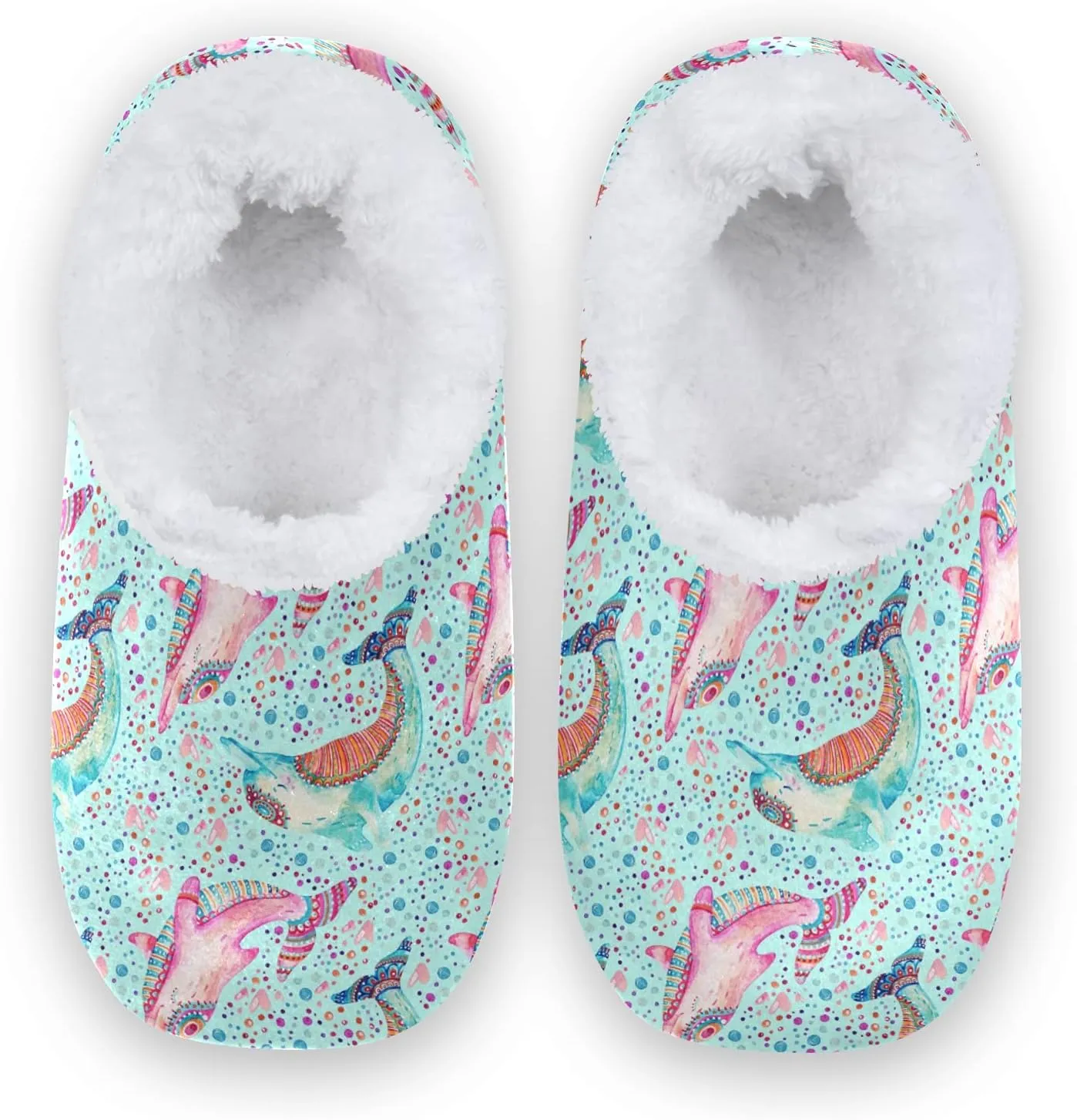 Poeticcity Unisex Fuzzy House Slippers, Warm Fur Lining Shoes, Non-Slip Memory Foam Slippers M-XXL