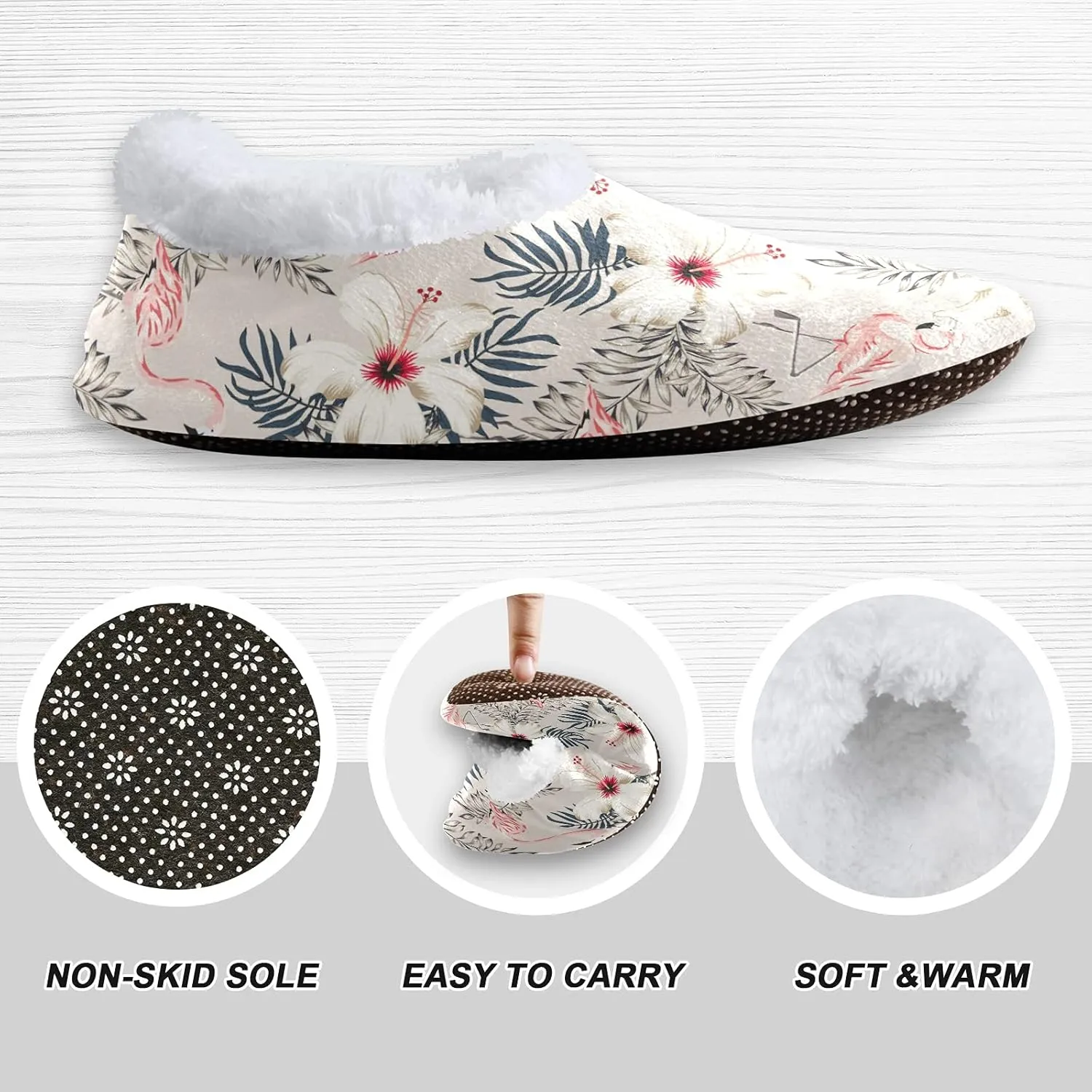 Poeticcity Unisex Fuzzy House Slippers, Warm Fur Lining Shoes, Non-Slip Memory Foam Slippers M-XXL