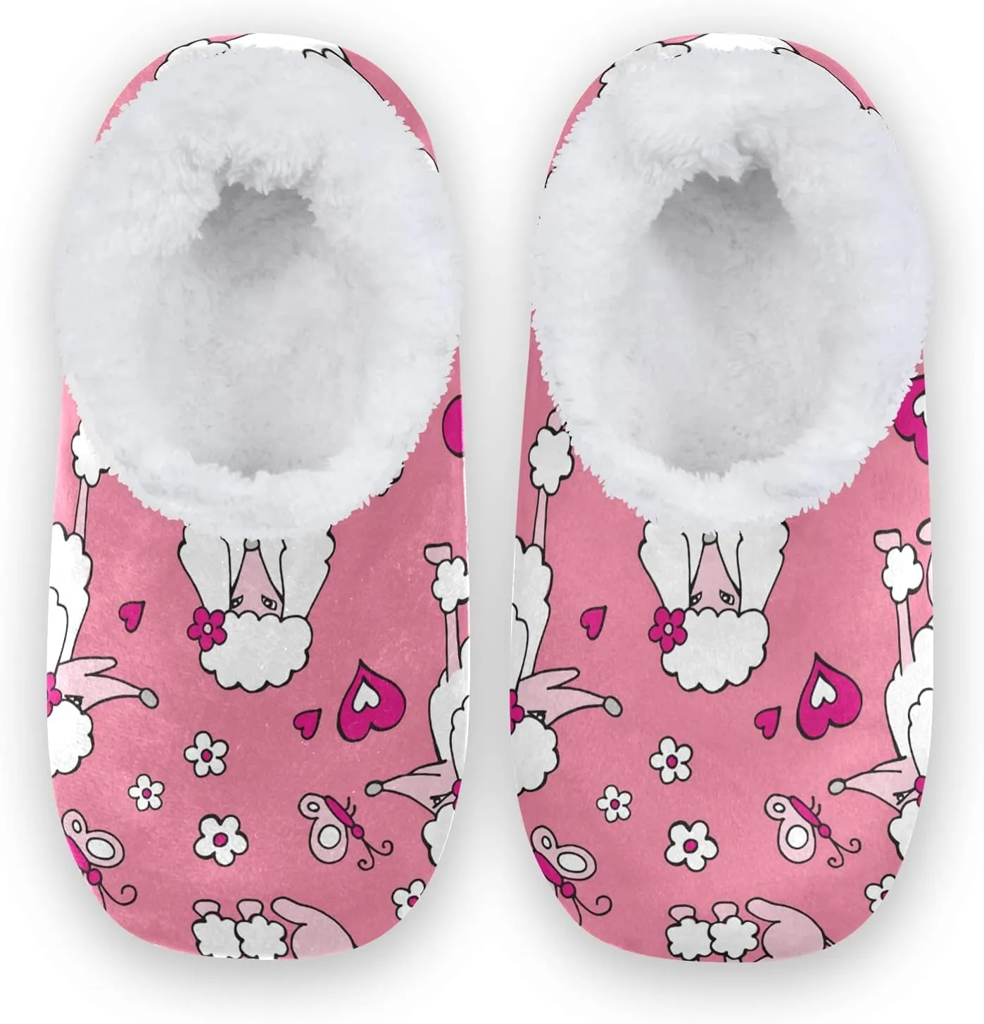 Poeticcity Unisex Fuzzy House Slippers, Warm Fur Lining Shoes, Non-Slip Memory Foam Slippers M-XXL