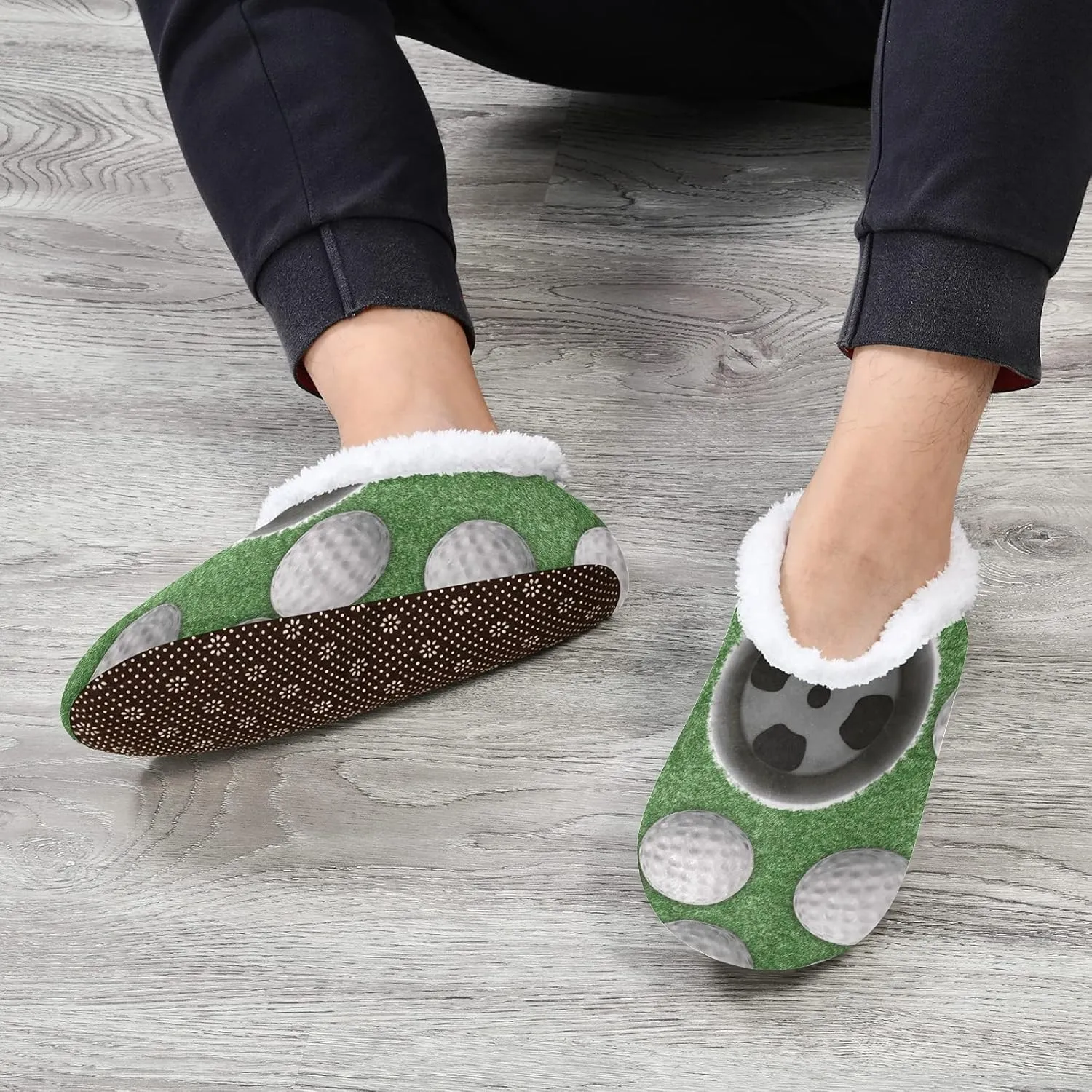 Poeticcity Unisex Fuzzy House Slippers, Warm Fur Lining Shoes, Non-Slip Memory Foam Slippers M-XXL