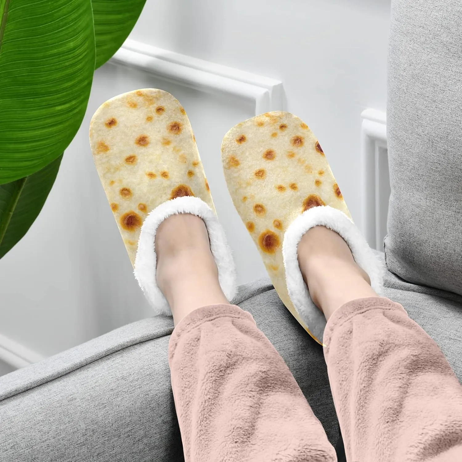 Poeticcity Unisex Fuzzy House Slippers, Warm Fur Lining Shoes, Non-Slip Memory Foam Slippers M-XXL
