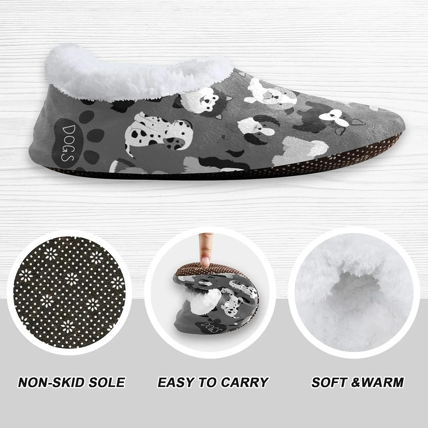 Poeticcity Unisex Fuzzy House Slippers, Warm Fur Lining Shoes, Non-Slip Memory Foam Slippers M-XXL