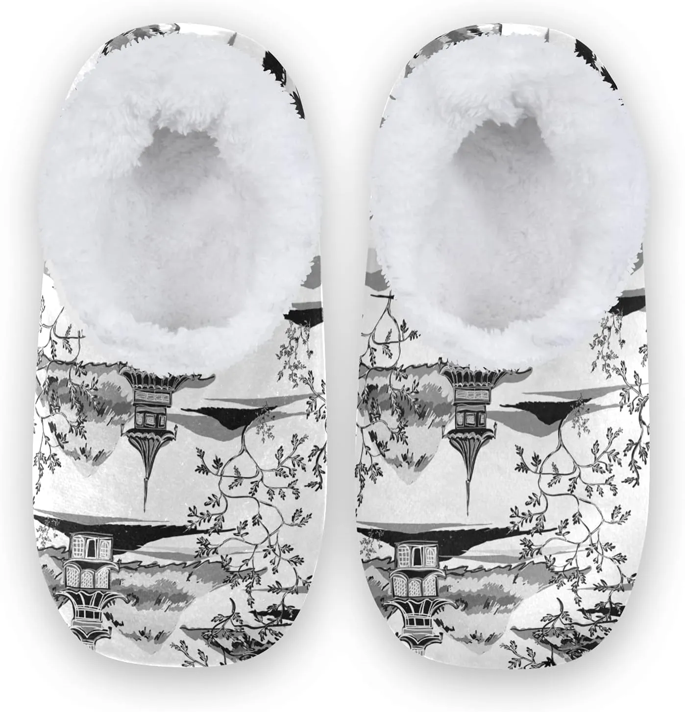 Poeticcity Unisex Fuzzy House Slippers, Warm Fur Lining Shoes, Non-Slip Memory Foam Slippers M-XXL