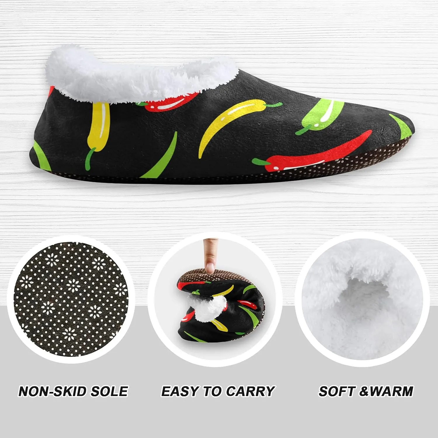 Poeticcity Unisex Fuzzy House Slippers, Warm Fur Lining Shoes, Non-Slip Memory Foam Slippers M-XXL