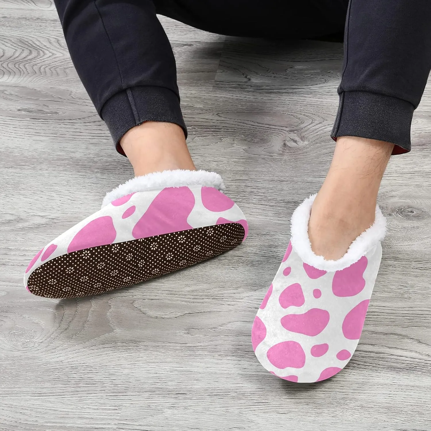 Poeticcity Unisex Fuzzy House Slippers, Warm Fur Lining Shoes, Non-Slip Memory Foam Slippers M-XXL