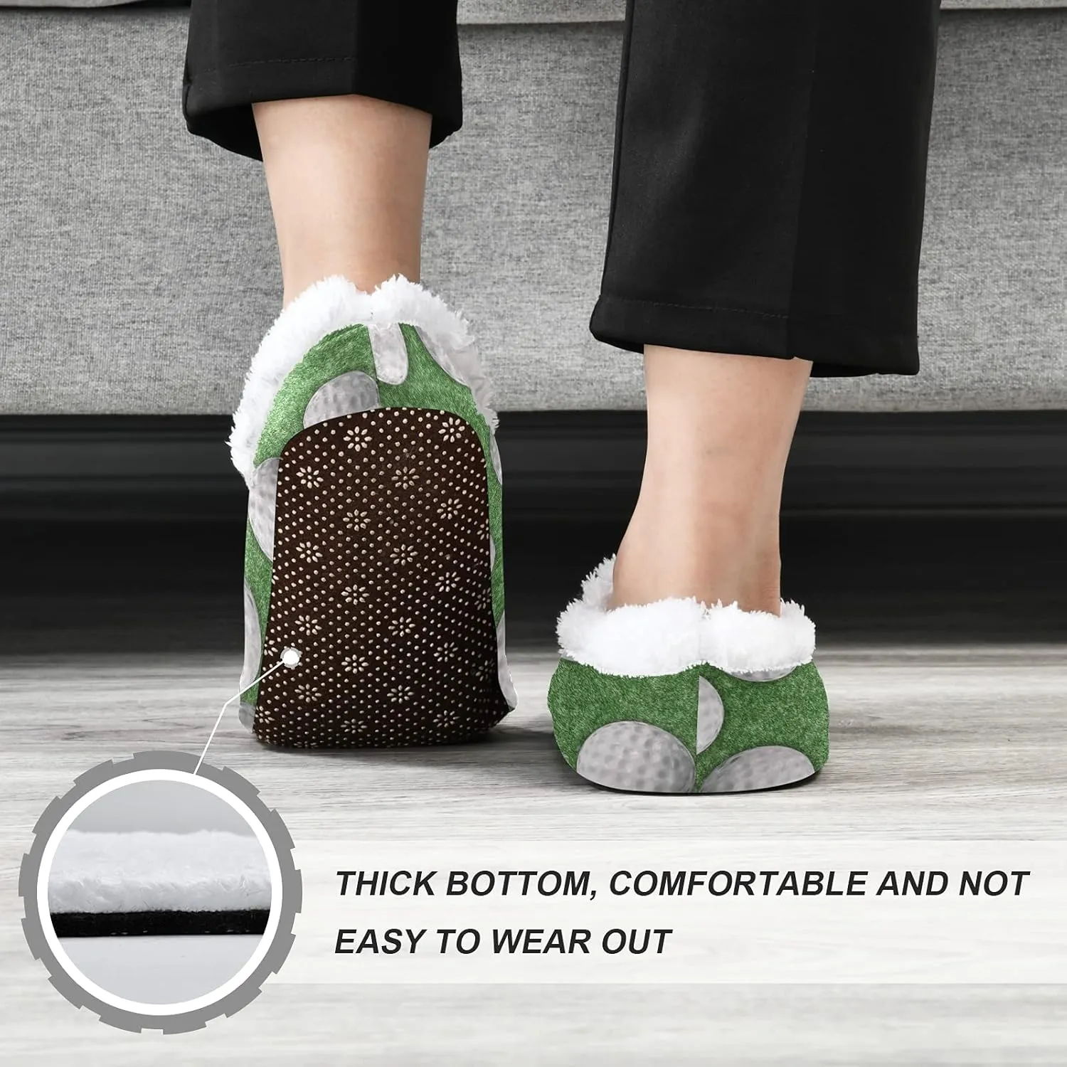 Poeticcity Unisex Fuzzy House Slippers, Warm Fur Lining Shoes, Non-Slip Memory Foam Slippers M-XXL