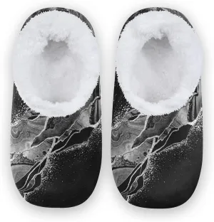Poeticcity Unisex Fuzzy House Slippers, Warm Fur Lining Shoes, Non-Slip Memory Foam Slippers M-XXL