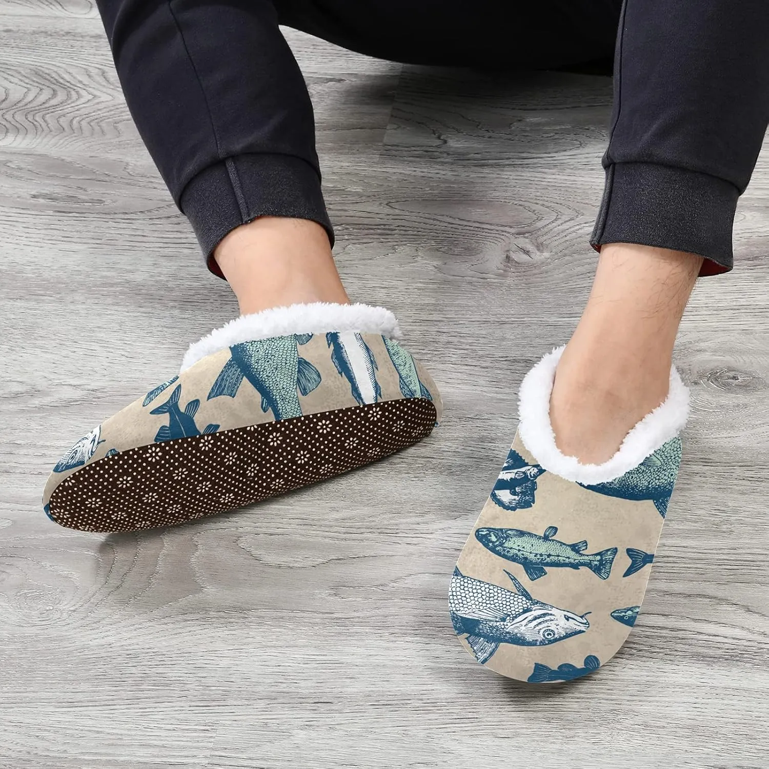 Poeticcity Unisex Fuzzy House Slippers, Warm Fur Lining Shoes, Non-Slip Memory Foam Slippers M-XXL