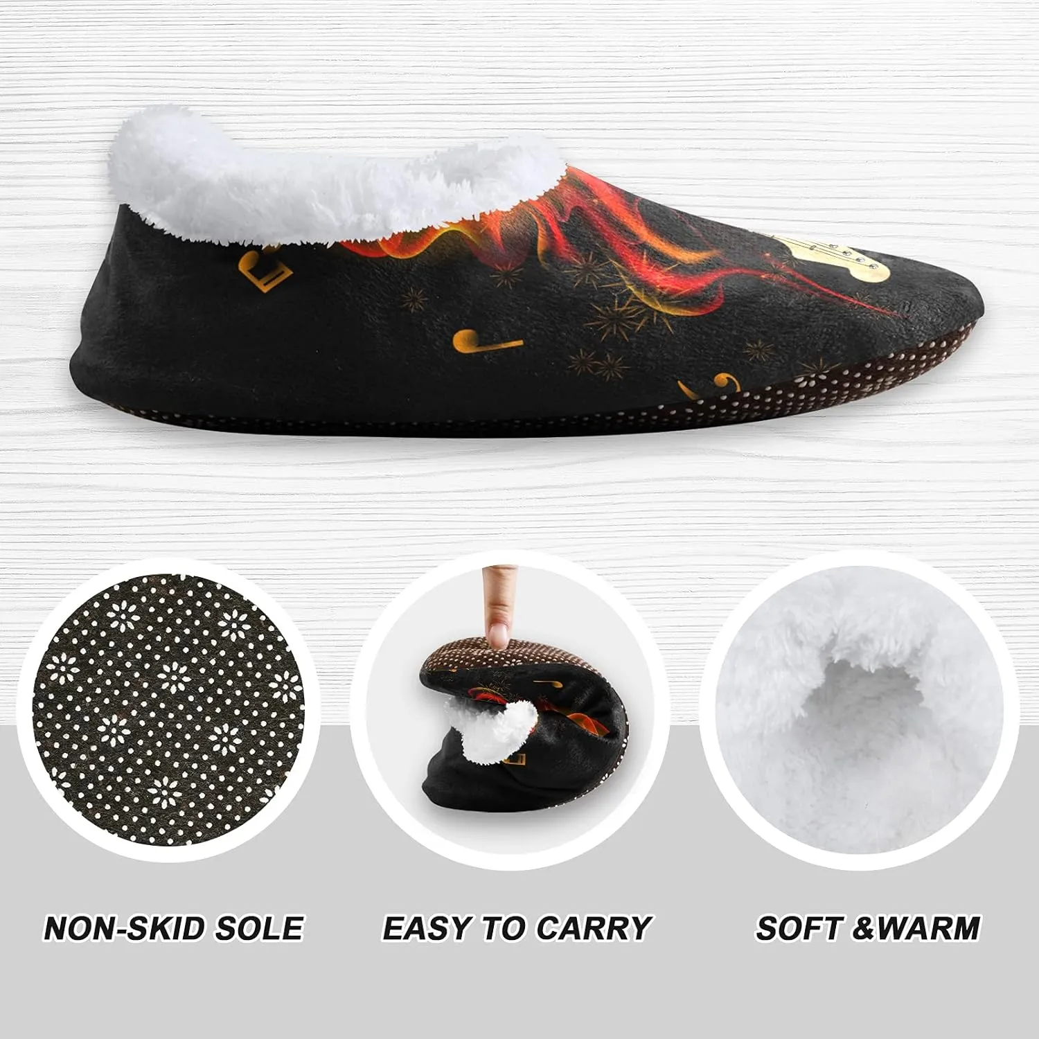 Poeticcity Unisex Fuzzy House Slippers, Warm Fur Lining Shoes, Non-Slip Memory Foam Slippers M-XXL